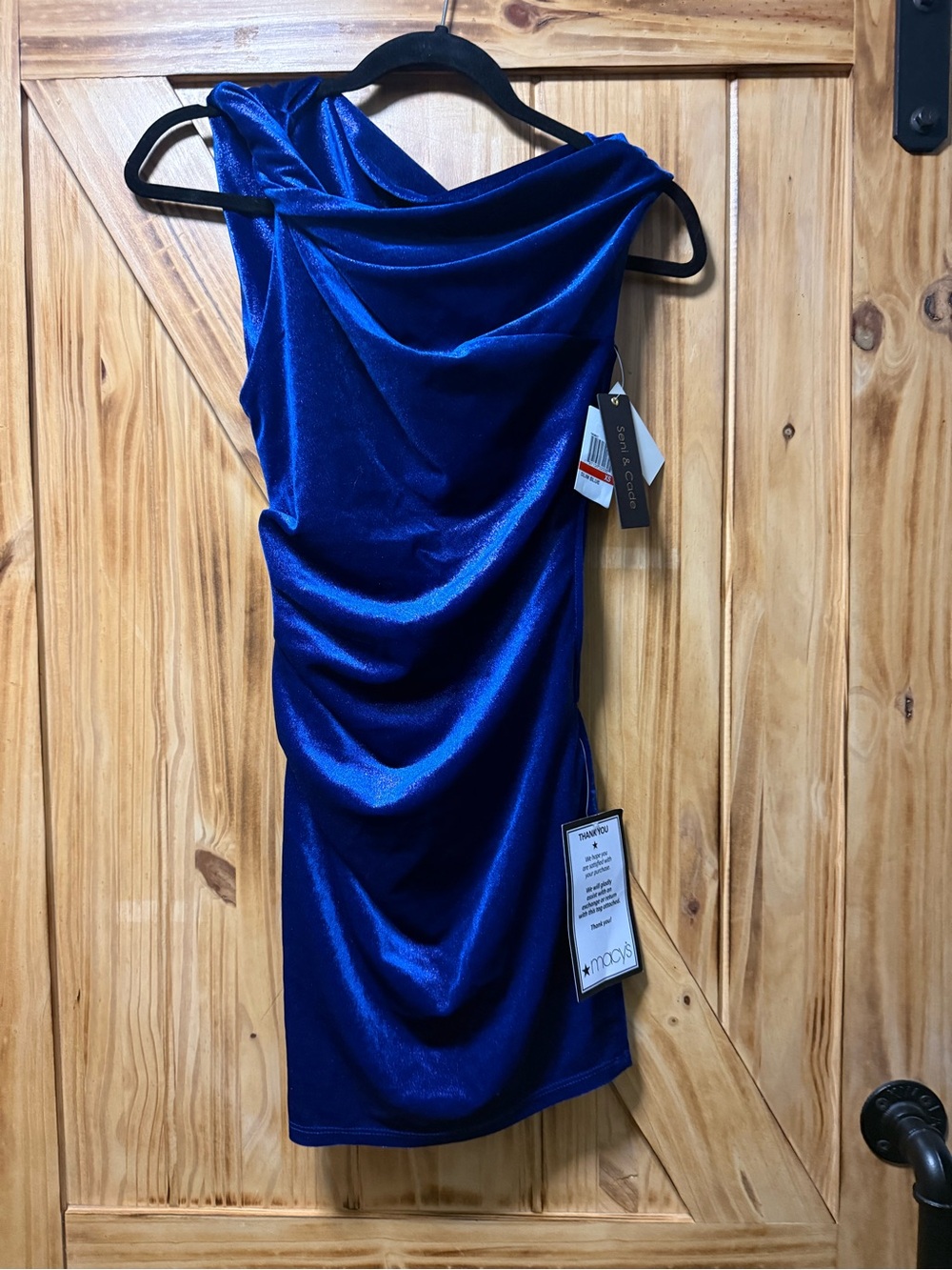 Cowl Neck Velvet Mini Dress in Royal Blue - Macy's